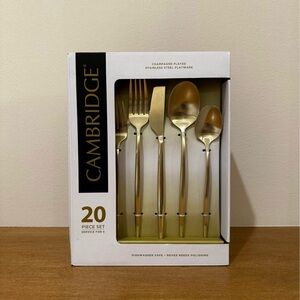 Cambridge 505220CKW12R Gaze Champagne Satin 20-Piece Flatware Set, Service for 4